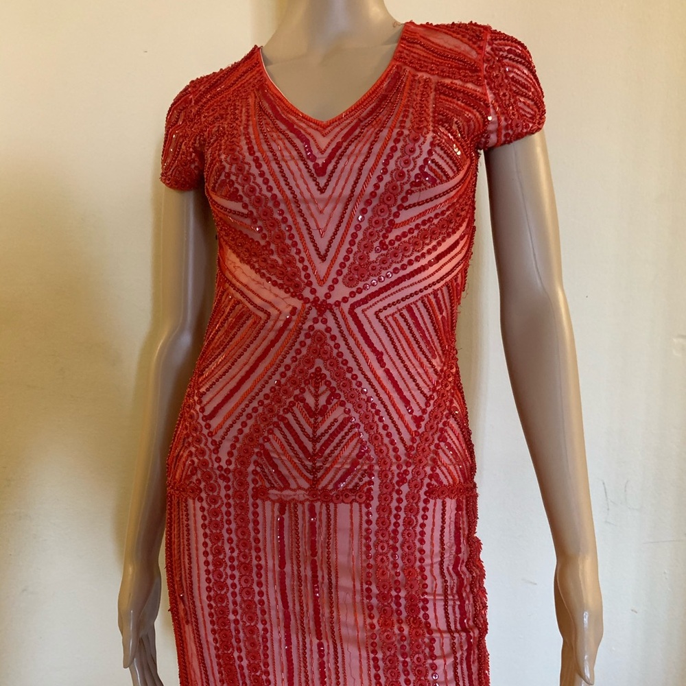SOLD : Parker Black Label Red Sequin Mini cocktail Dress